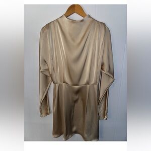 Elegant Gold Satin Dress